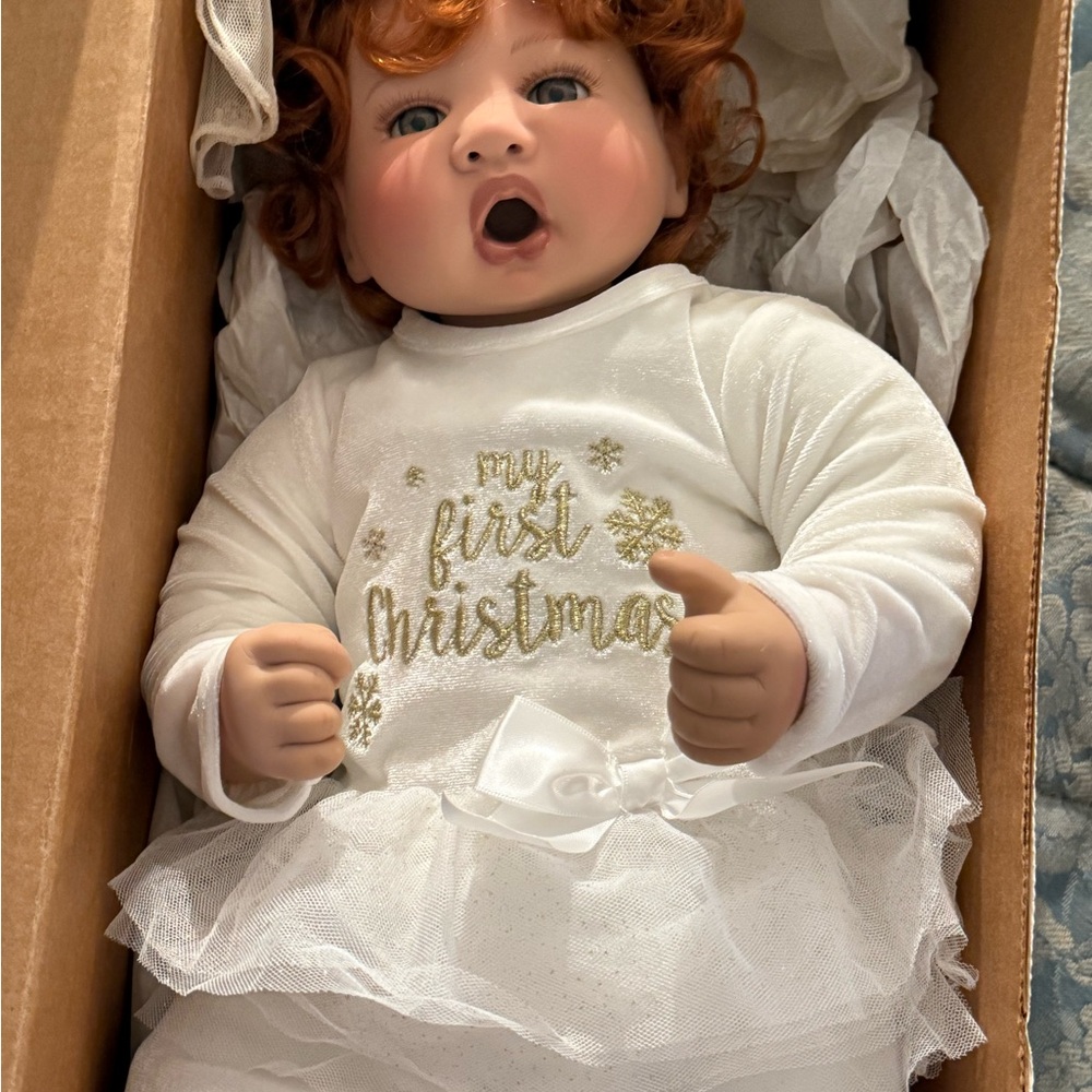 Festive Baby Doll with White and Gold Outfit